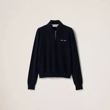 Кашемировая толстовка-поло Miu Miu, синий