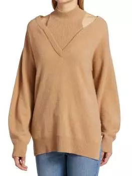 Кашемировая Водолазка NAADAM с вырезами, camel