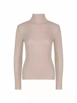 Кашемировая водолазка в рубчик AGNONA, бежевый