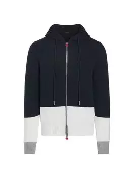 Кашемировое худи с цветными блоками Kiton, синий