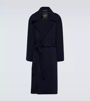 Кашемировое пальто с поясом Balenciaga, синий