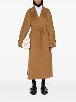 Кашемировое пальто с поясом Max Mara, коричневый
