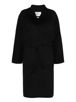 Кашемировое пальто с запахом и поясом MAX MARA, черный