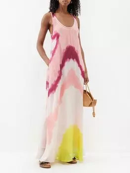 Кашемировое платье макси niki с принтом тай-дай Gabriela Hearst, розовый