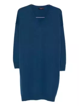Кашемировое платье миди с V-образным вырезом Incentive! Cashmere, синий