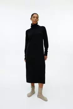 Кашемировое платье с высоким воротником H&M, черный