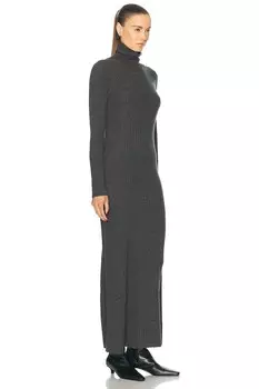 Кашемировое платье с высоким воротником в широкую рубчику Guest In Residence, цвет Charcoal