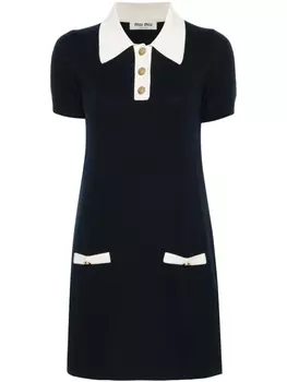 Кашемировое платье тонкой вязки Miu Miu, синий