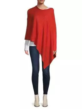 Кашемировое Пончо Portolano с воротником - хомутом, rust