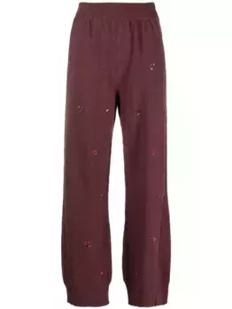 Кашемировые брюки с цветочной вышивкой Barrie, красный