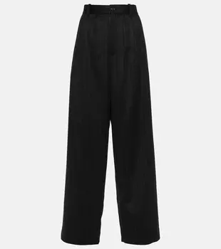 Кашемировые брюки широкого кроя в тонкую полоску rufos The Row, черный