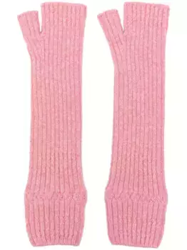 Кашемировые перчатки-митенки Barrie, розовый