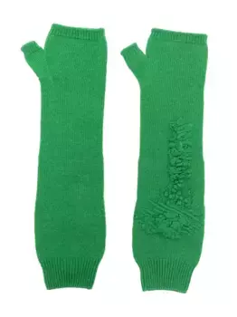 Кашемировые перчатки-митенки Barrie, зеленый