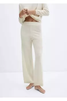 Кашемировые широкие брюки Mango, белый