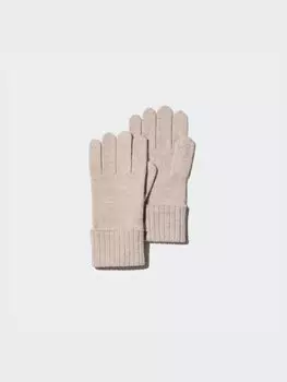 Кашемировые вязаные перчатки Uniqlo, бежевый
