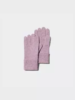 Кашемировые вязаные перчатки Uniqlo, фиолетовый