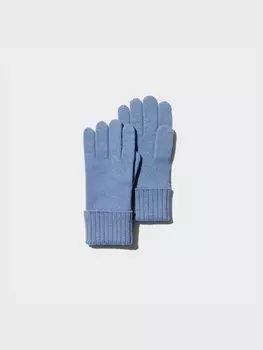 Кашемировые вязаные перчатки Uniqlo, синий