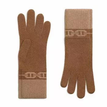 Кашемировые вязаные перчатки женские каштанового цвета HERMES