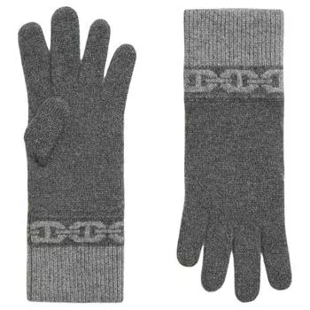 Кашемировые вязаные перчатки женские серые HERMES