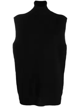 Кашемировый джемпер без рукавов с высоким воротником Vanis, черный