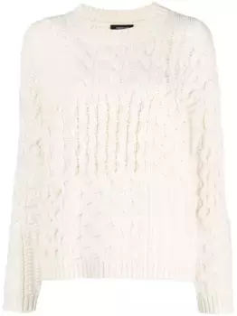 Кашемировый джемпер фактурной вязки Fabiana Filippi, белый