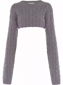 Кашемировый джемпер фактурной вязки MIU MIU, серый