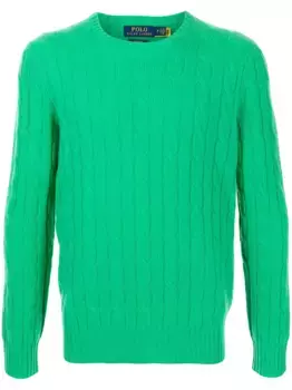 Кашемировый джемпер фактурной вязки POLO RALPH LAUREN, зеленый