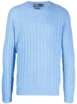 Кашемировый джемпер фактурной вязки POLO RALPH LAUREN, синий