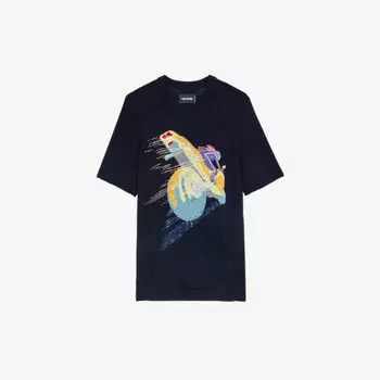 Кашемировый джемпер Ida с принтом-логотипом Zadig&Voltaire, цвет encre