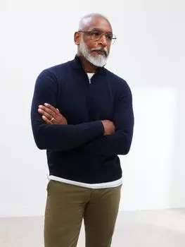 Кашемировый джемпер John Lewis темно-синего цвета с половиной молнией