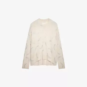 Кашемировый джемпер Markus Diamant, украшенный пайетками Zadig&Voltaire, цвет sugar