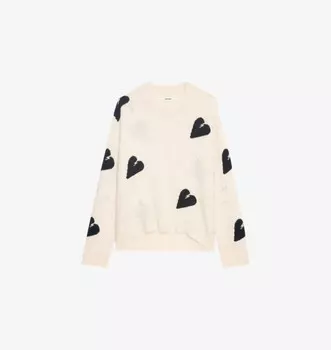 Кашемировый джемпер Markus Heart-Intarsia Zadig&Voltaire, экрю