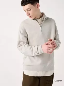 Кашемировый джемпер на молнии наполовину Uniqlo, серый
