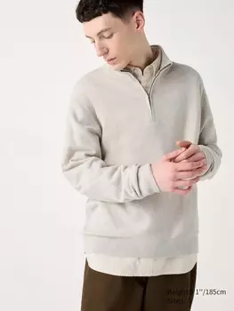 Кашемировый джемпер на молнии Uniqlo, цвет 02 серый