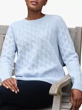 Кашемировый джемпер объемной вязки Pure Collection, облачно-синий