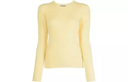 Кашемировый джемпер с косичной вязкой Polo Ralph Lauren, желтый