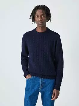 Кашемировый джемпер с круглым вырезом John Lewis, темно-синий