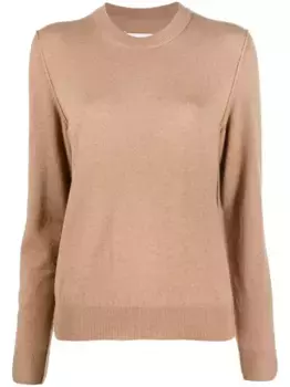 Кашемировый джемпер с круглым вырезом MAISON MARGIELA, коричневый