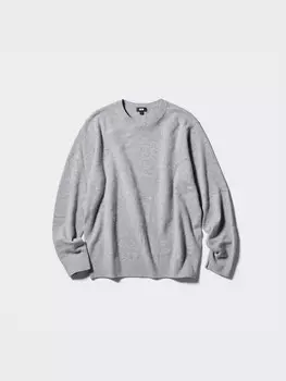 Кашемировый джемпер с круглым вырезом Uniqlo, цвет 03 серый
