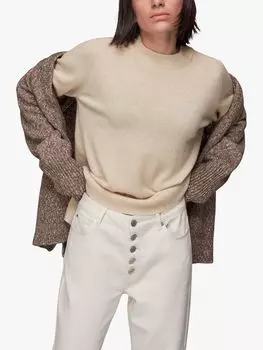 Кашемировый джемпер с круглым вырезом Whistles, цвет слоновой кости