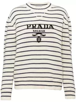 Кашемировый джемпер с логотипом Prada, белый
