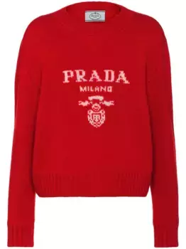 Кашемировый джемпер с логотипом Prada, красный