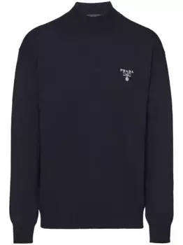 Кашемировый джемпер с логотипом Prada, синий