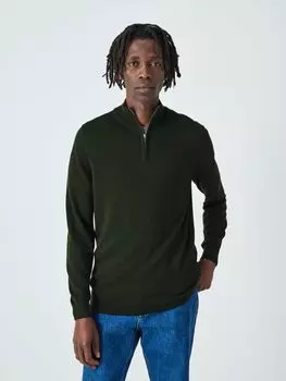 Кашемировый джемпер с молнией до половины John Lewis, зеленый лес