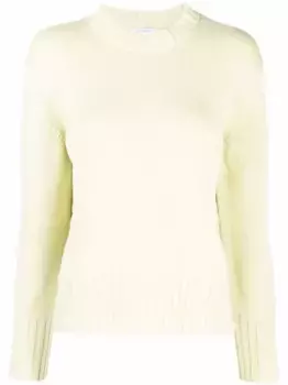 Кашемировый джемпер с отделкой в рубчик Malo, зеленый
