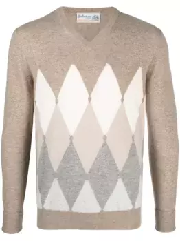 Кашемировый джемпер с узором аргайл Ballantyne, нейтральный
