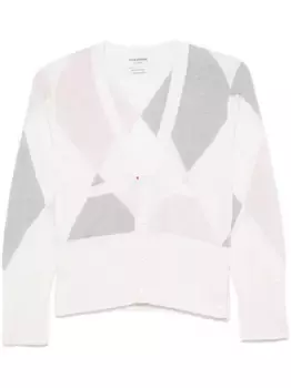 Кашемировый джемпер с узором аргайл THOM BROWNE, белый