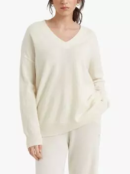 Кашемировый джемпер с V-образным вырезом Chinti & Parker, крем