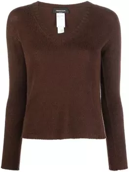 Кашемировый джемпер с V-образным вырезом Fabiana Filippi, коричневый