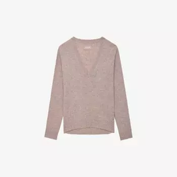 Кашемировый джемпер с v-образным вырезом и вышивкой звезд vivi Zadig&Voltaire, цвет primerose